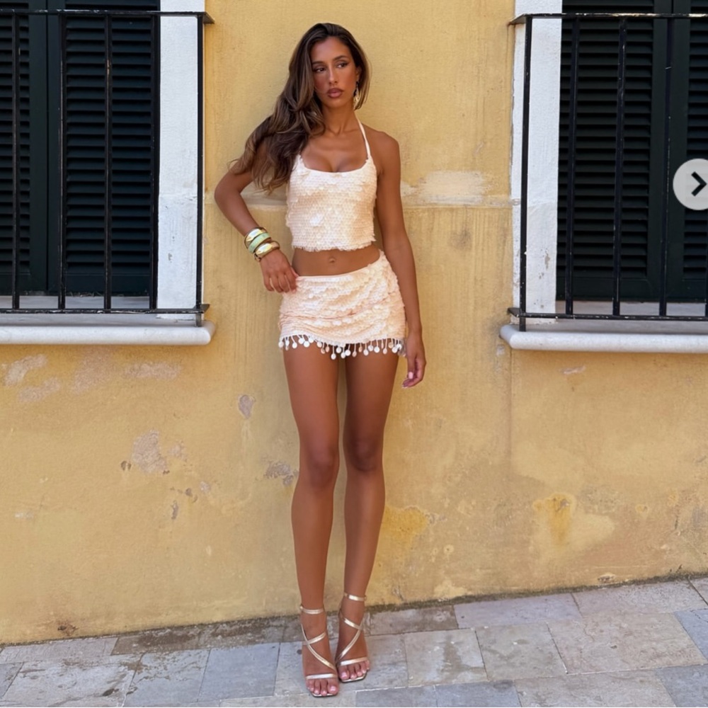 Nude Sequin Two-Piece Set